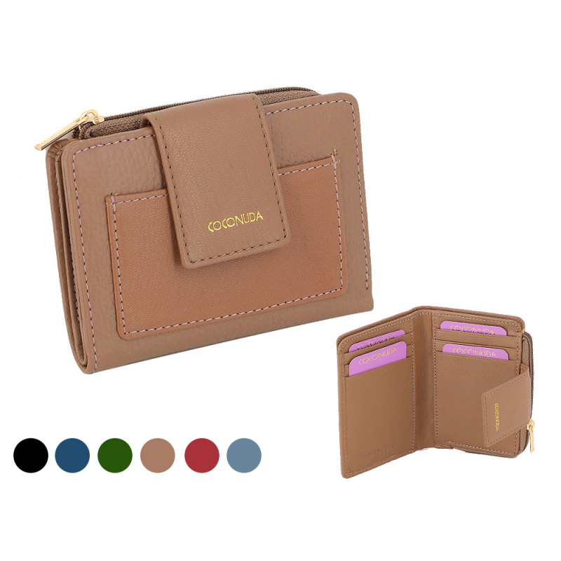 Portafoglio Coconuda donna con bottone e cerniera esterna colori assortiti