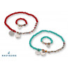 Parure 1 bracciale Navigare Donna con cristalli colorati e 1 anello rosso e turchese