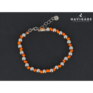 Bracciale Navigare unisex cordino arancione e sfere 