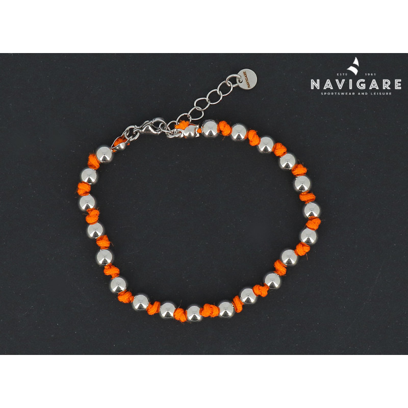 Bracciale Navigare unisex cordino arancione e sfere 