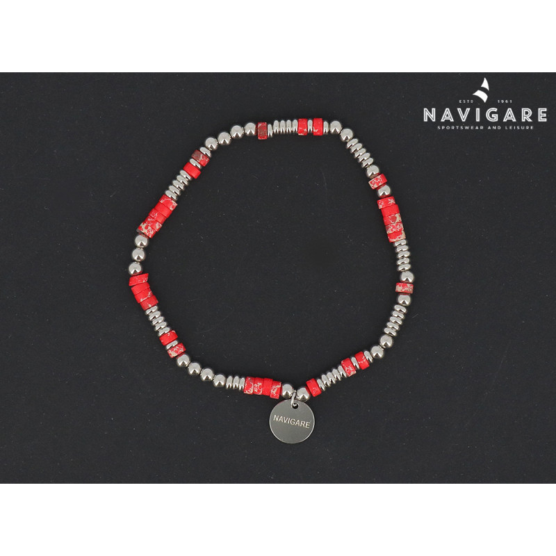 Bracciale Navigare uomo con sfere e dischetti arancio