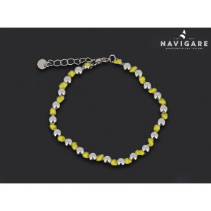 Bracciale Navigare unisex cordino giallo e sfere 