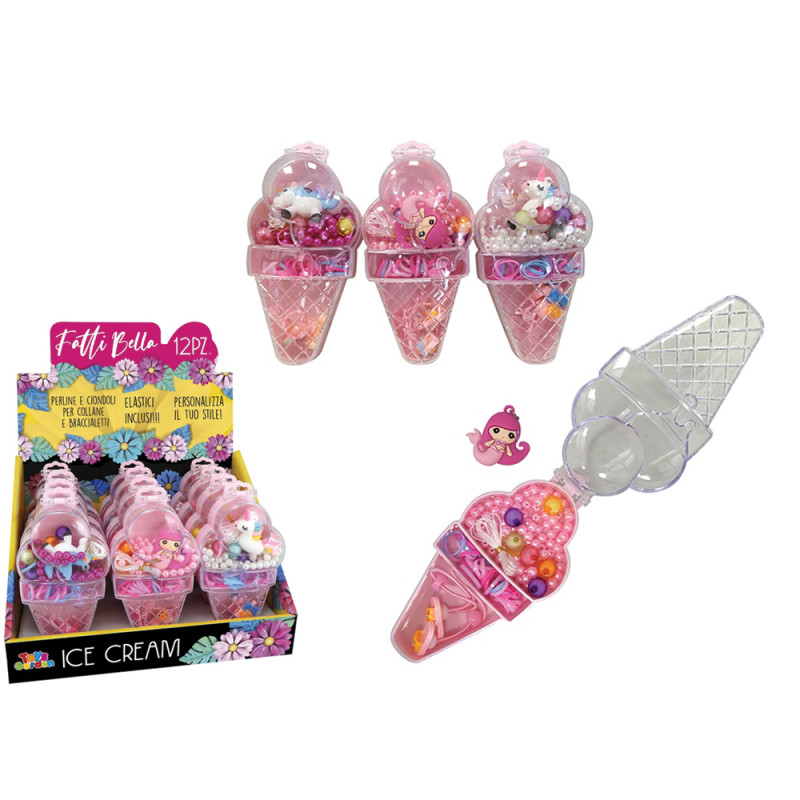 Set perline per gioielli fai da te ice-cream display 12 pz
