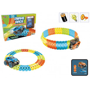 Pista snodata Snake Track con auto con luci e suoni