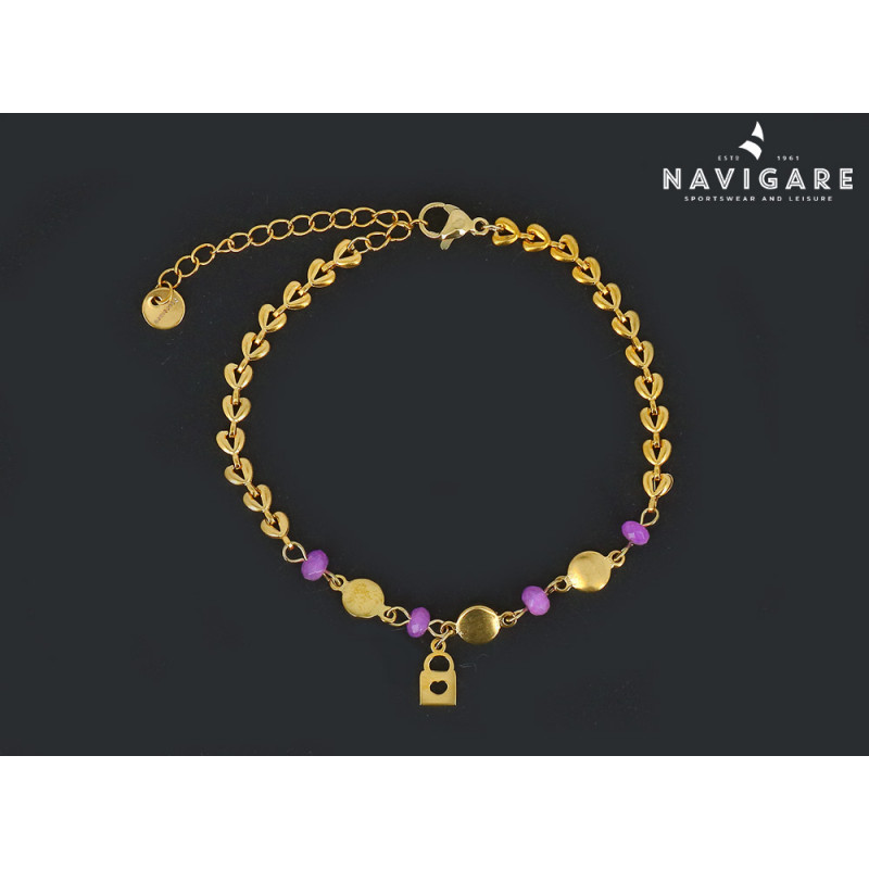 Bracciale Navigare donna acciaio color oro maglia sottile mod B