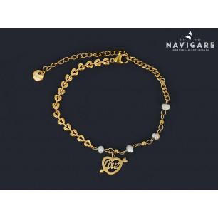 Bracciale Navigare donna acciaio color oro maglia sottile mod A