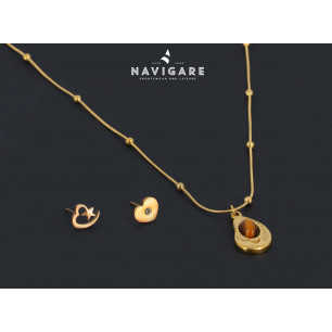 Parure Navigare collana ed orecchini color oro con ciondolo occhio tigre
