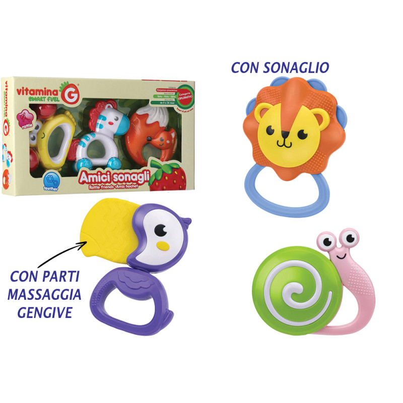 Set 3 sonagli animaletti 2 ass.ti