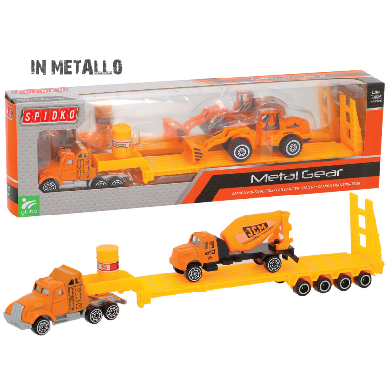 Modellini in metallo camion bisarca con mezzi scala 1:64 in 4 ass.ti