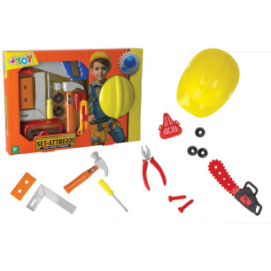 Set attrezzi da lavoro con caschetto