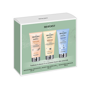 Set Regalo Biopoint con 3 bagnodoccia da 200 ml (addolcente, olio setificante e idratante)