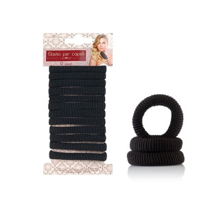 Blister da 12 Elastici neri per capelli