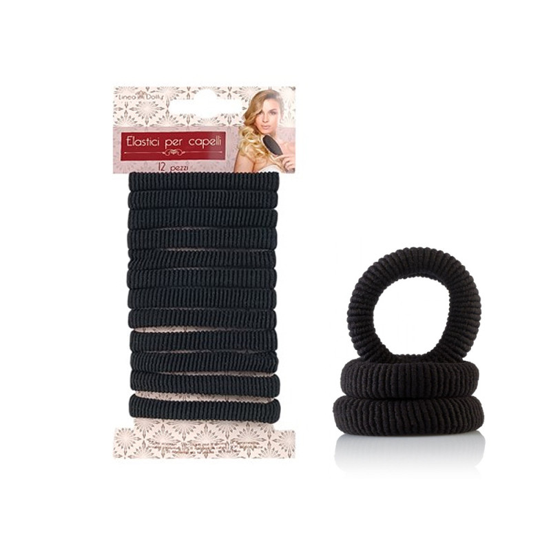 Blister da 12 Elastici neri per capelli