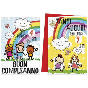 Biglietti compleanno Arcobaleno con rotella da 1 a 10