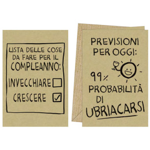 Biglietti con frasi umoristiche con fondo avana