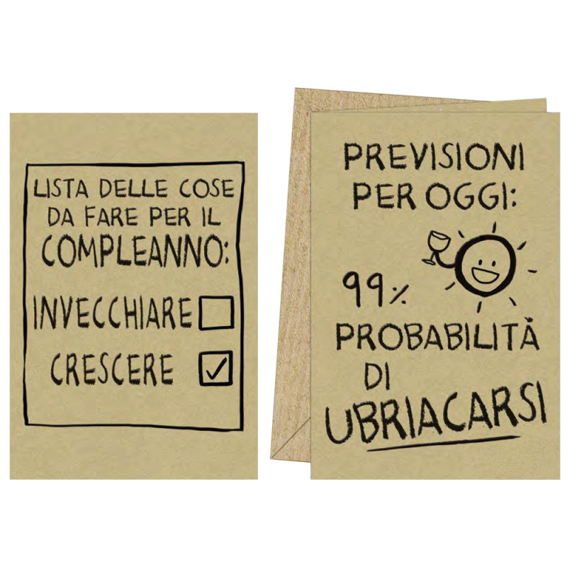 Biglietti con frasi umoristiche con fondo avana