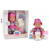 Bambolotto cm. 25 in vinile con tutina panda e acc.ri