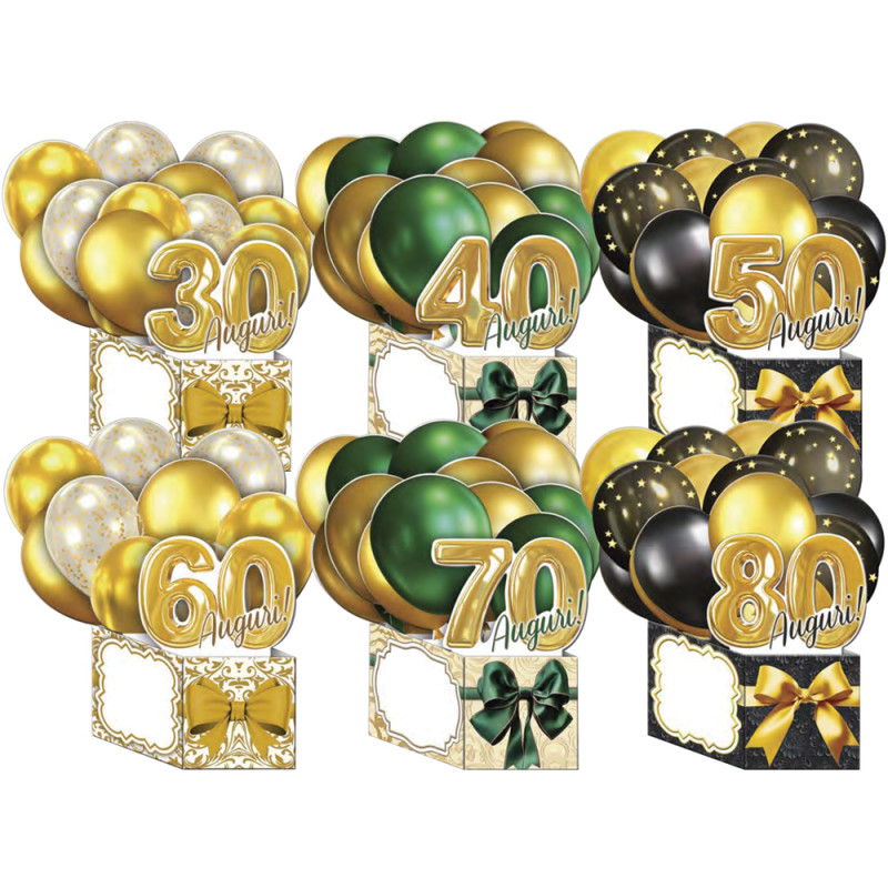 Biglietti augurali super pop-up con cifre 30-40-50-60-70-80
