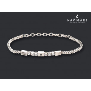 Bracciale Navigare uomo con cristalli neri e bianchi mod B