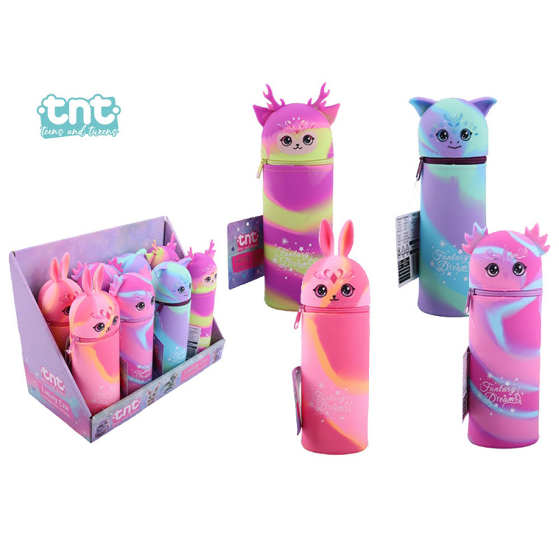 Portapenne fantasy con cerniera display 8 pz ass.ti