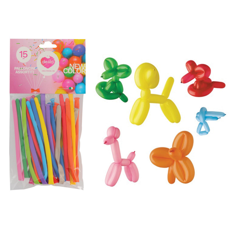 Busta 15 palloncini modellabili colorati