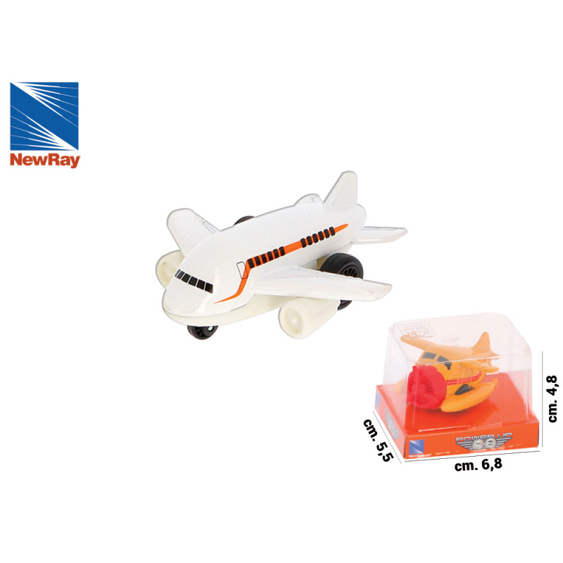 Modellino  Aereo di linea con righe arancio Power Up in metallo a retrocarica