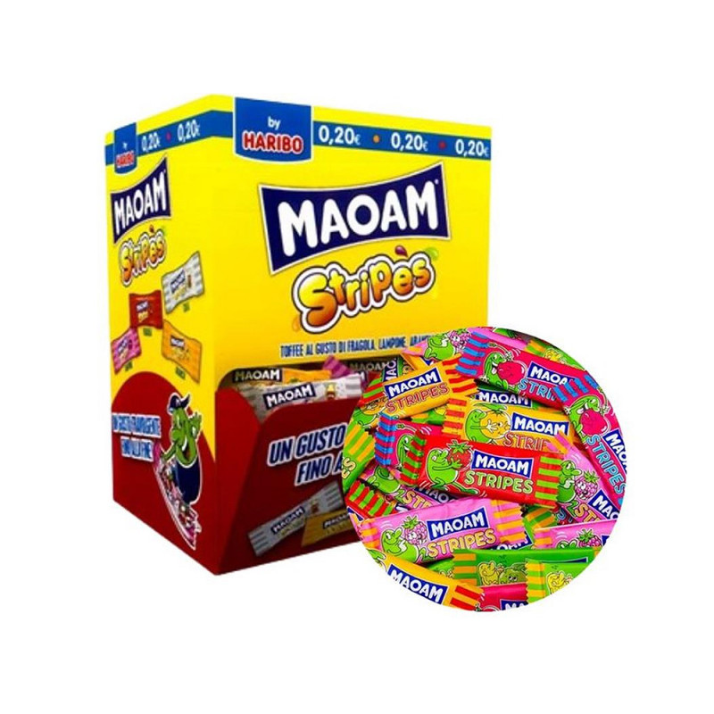 Caramelle Haribo Maoam Stripes da 7g display da 100 pz