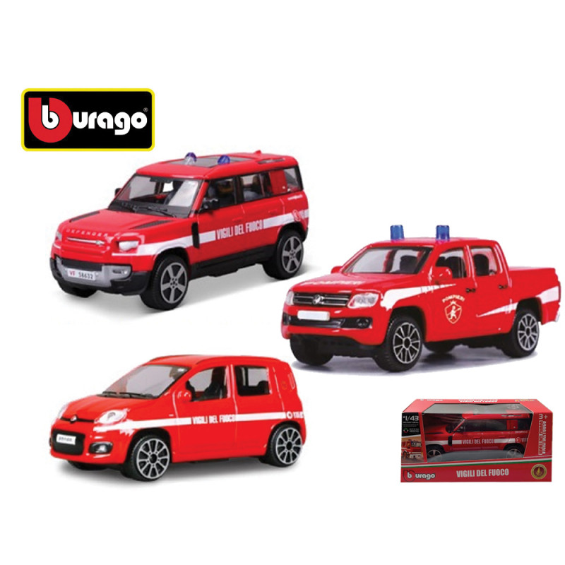 Modellini Bburago auto ass.te Vigili del Fuoco scala 1:43 die cast display 24 pz
