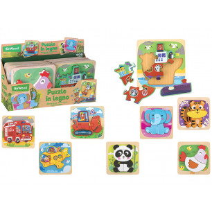 Puzzle prima infanzia veicoli e animali display 12 pz in 8 ass.ti
