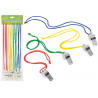 Fischietti in metallo con cordino colorato cartella 12 pz