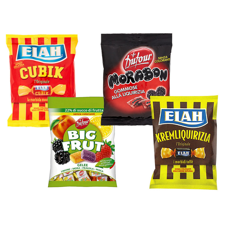 Assortimento caramelle Big Frut,Dufour e Elah da 90 g assortite in 4 gusti