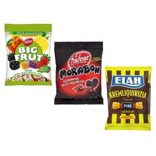 Assortimento caramelle Big Frut,Dufour e Elah da 90 g assortite in 3 gusti