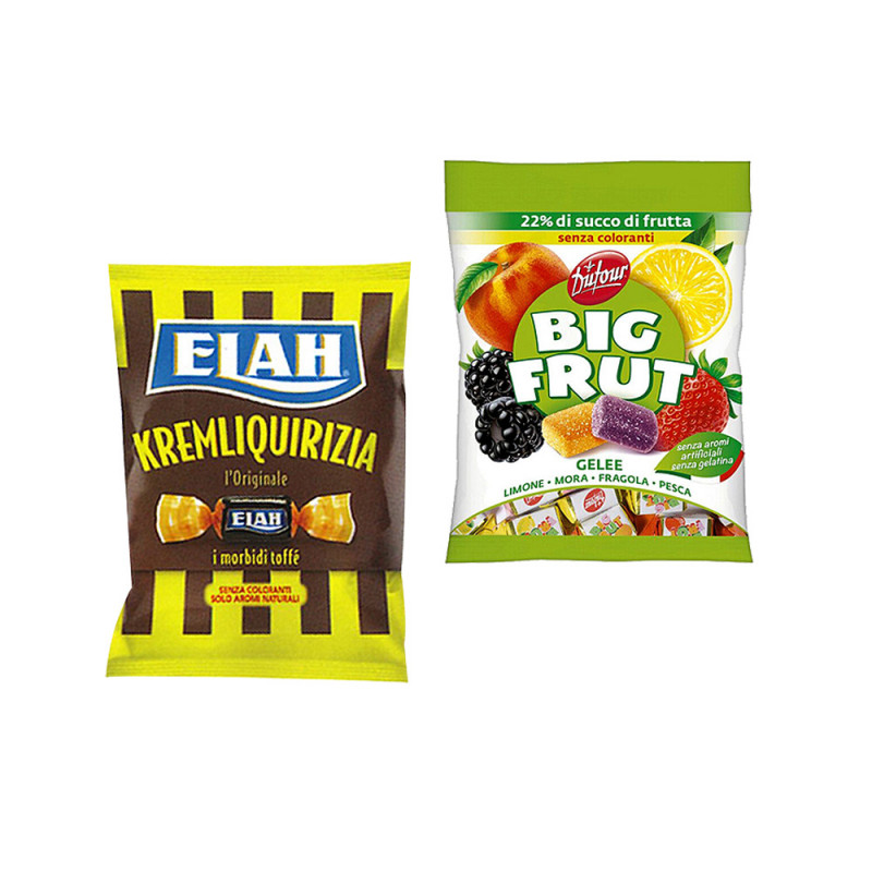 Assortimento caramelle Big Frut,Dufour e Elah da 90 g assortite in 2 gusti