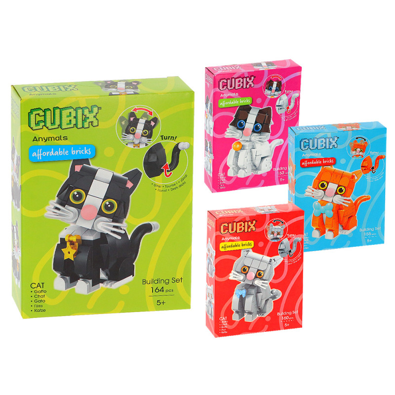Costruzioni Cubix gatti display 12 pz in 4 ass.ti