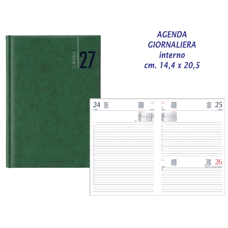 Agenda 2027 giornaliera cm. 14x20,5 colore VERDE