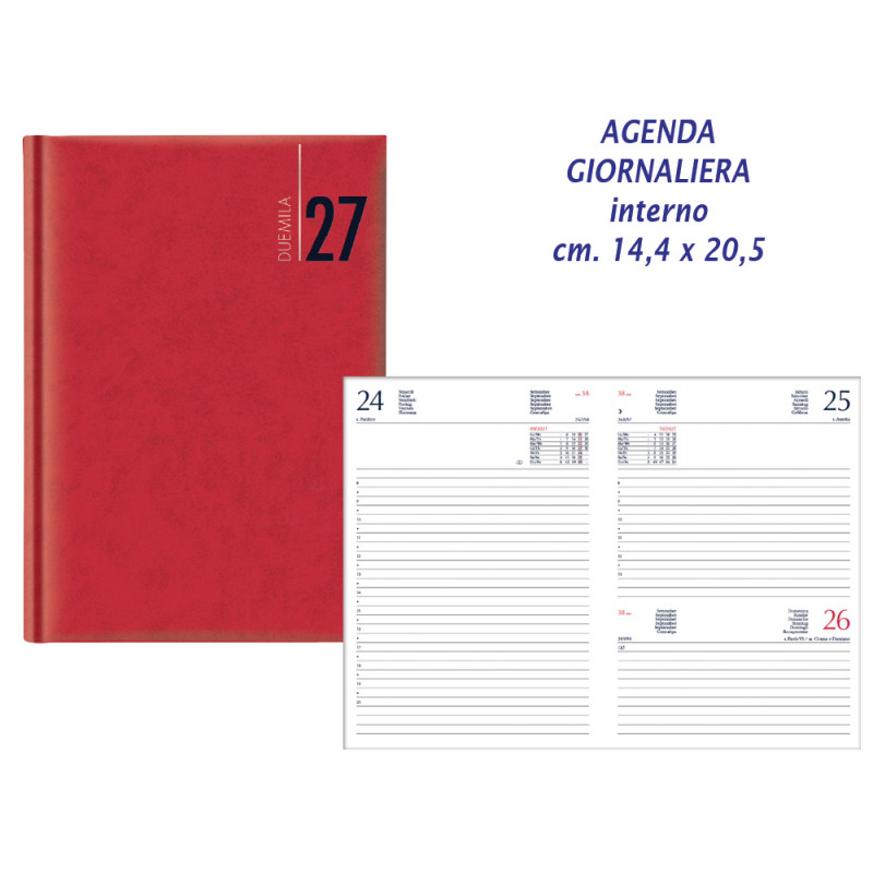 Agenda 2027 giornaliera cm. 14x20,5 colore ROSSO
