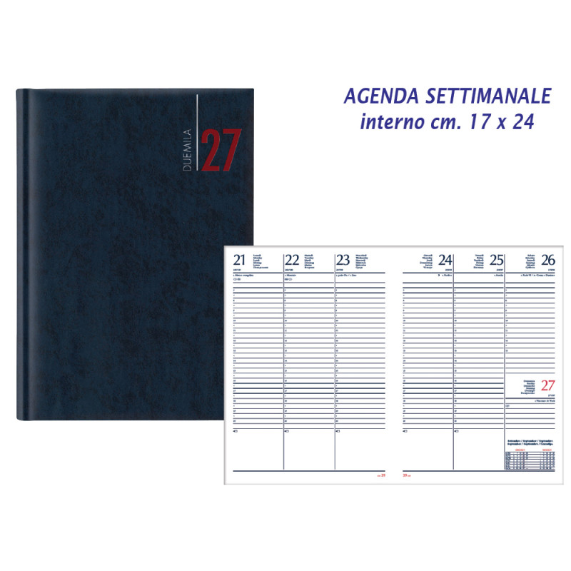 Agenda 2027 settimanale cm. 17x24 colore BLU