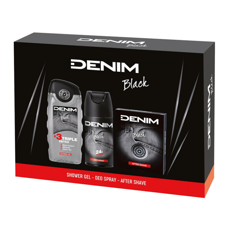 Set Regalo Denim Black con 1 after shave da 100 ml, 1 deo da 150 ml e 1 doccia gel da 250 ml