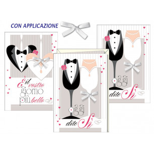 Biglietti Matrimonio con fiocchetto applicato
