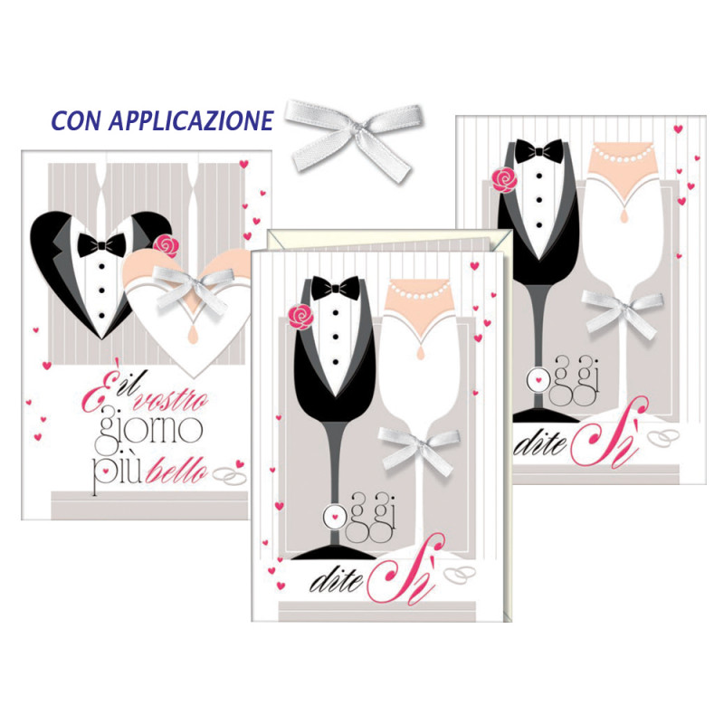 Biglietti Matrimonio con fiocchetto applicato
