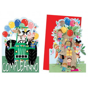 Biglietto Compleanno bimbi fustellato con palloncini
