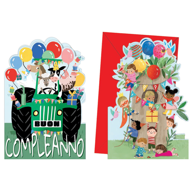 Biglietto Compleanno bimbi fustellato con palloncini