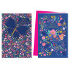 Biglietti Compleanno fiori e farfalle su fondo blu