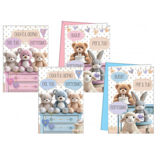 Biglietti Battesimo simpatici peluches
