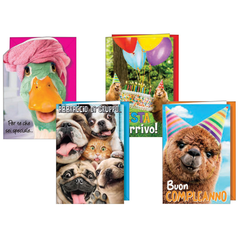 Biglietti Compleanno Humor con simpatici animali