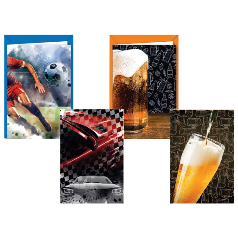 Biglietti maschili senza testo sport e birra