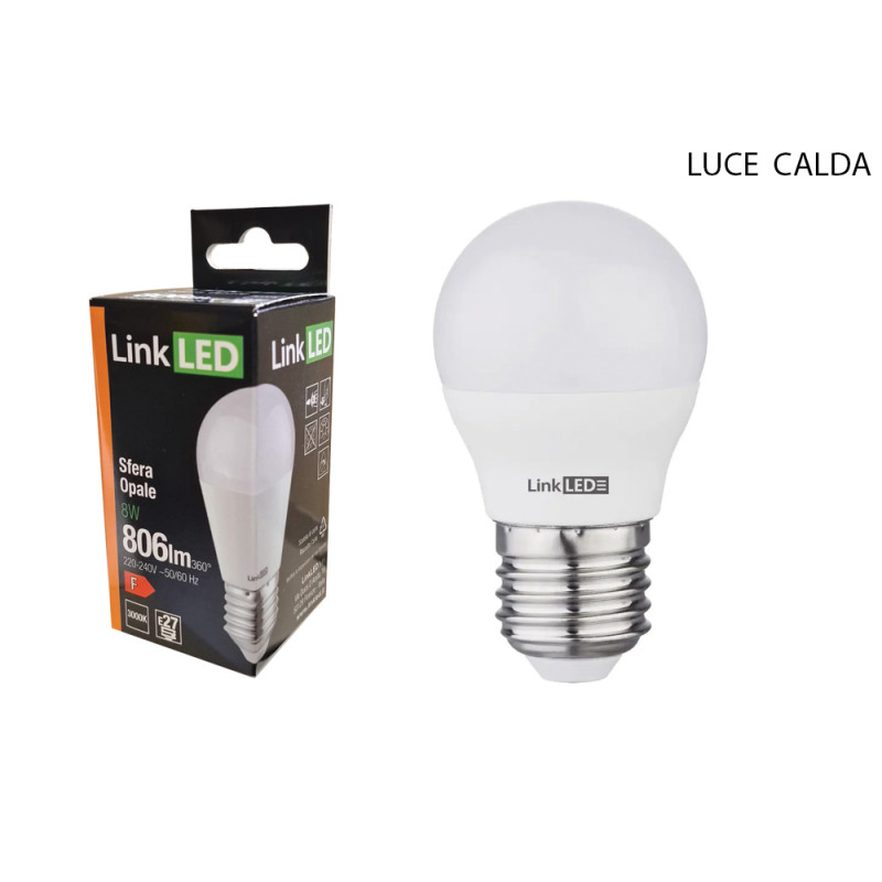 Lampadina LED LinkLED Sfera 8 Watt E 27 luce calda