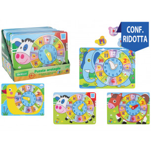 Puzzle orologio con animali display 12 pz in 4 ass.ti