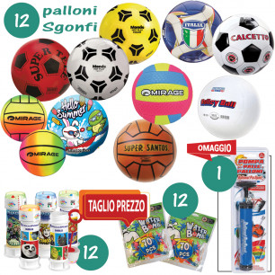Offerta 10 palloni + 2 palline sgonfi + bolle di sapone + bombe ad acqua con pompa omaggio