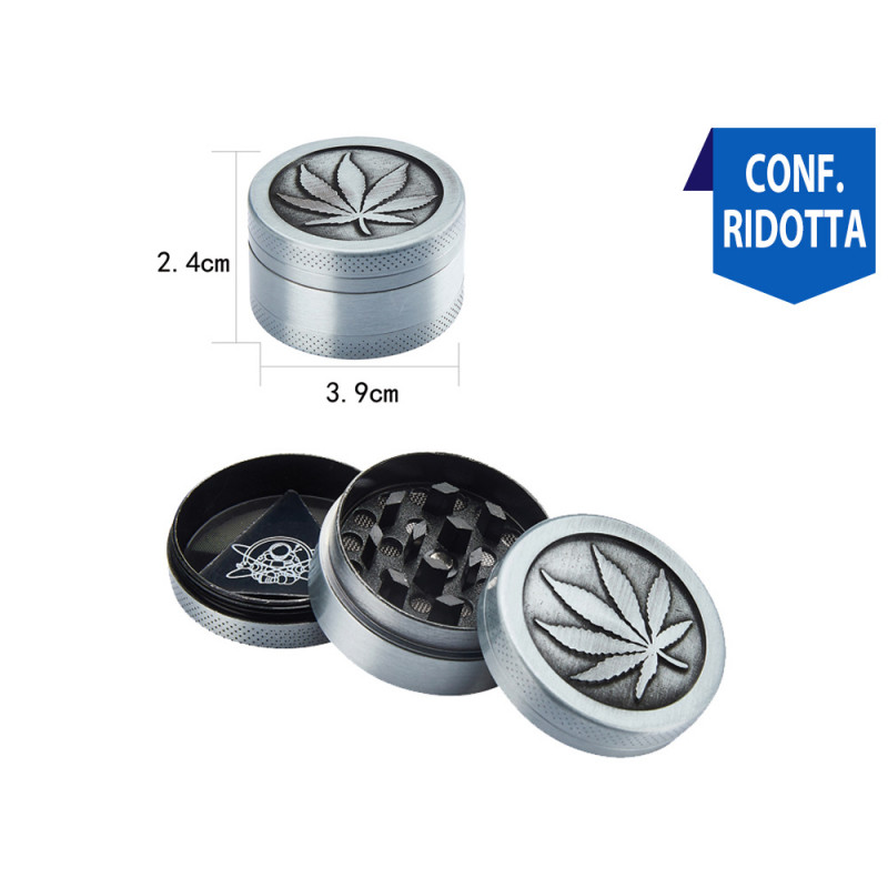 Grinder Champ in 3 parti metallo con disegno sul coperchio 12 pezzi x